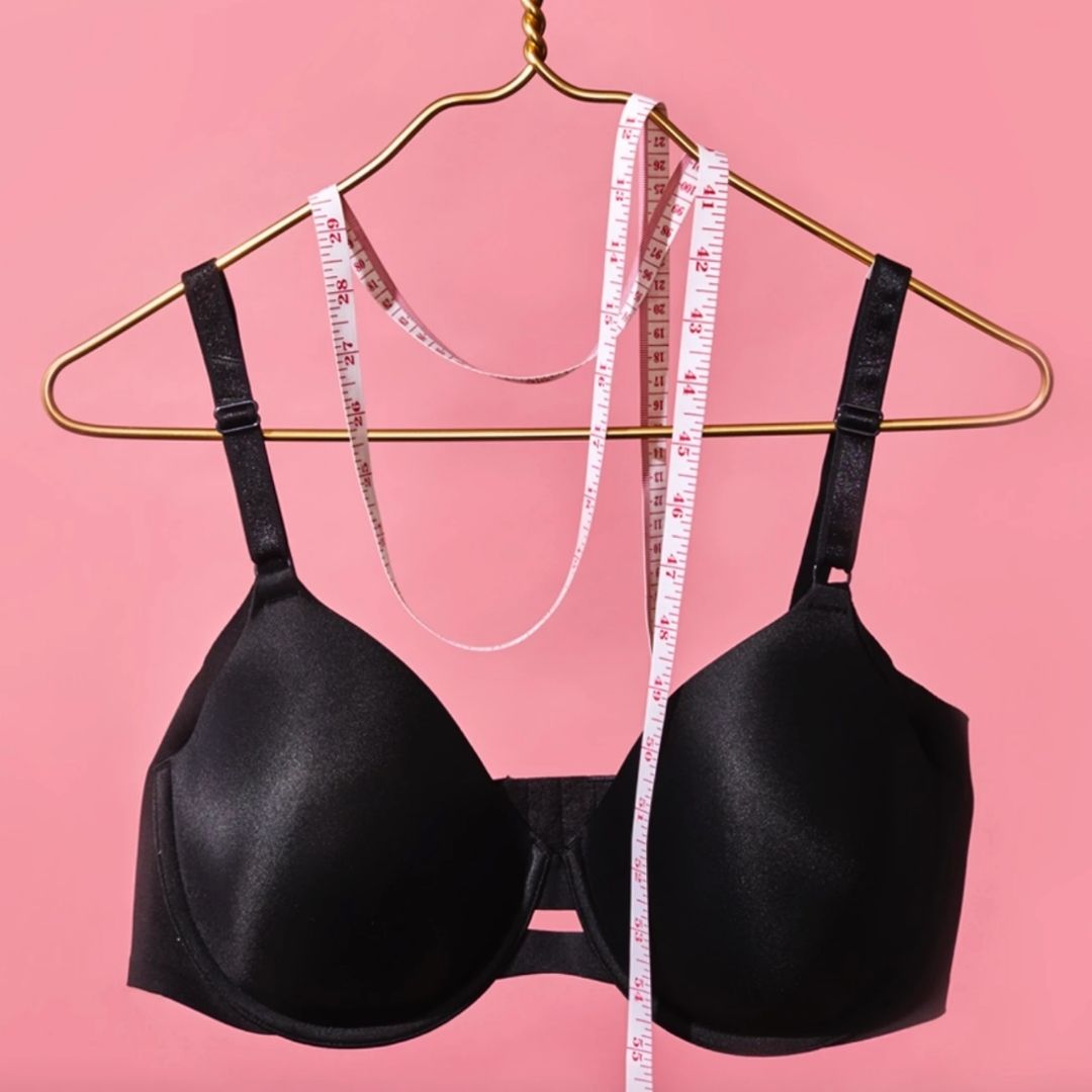 Bra on a hanger with tap measure